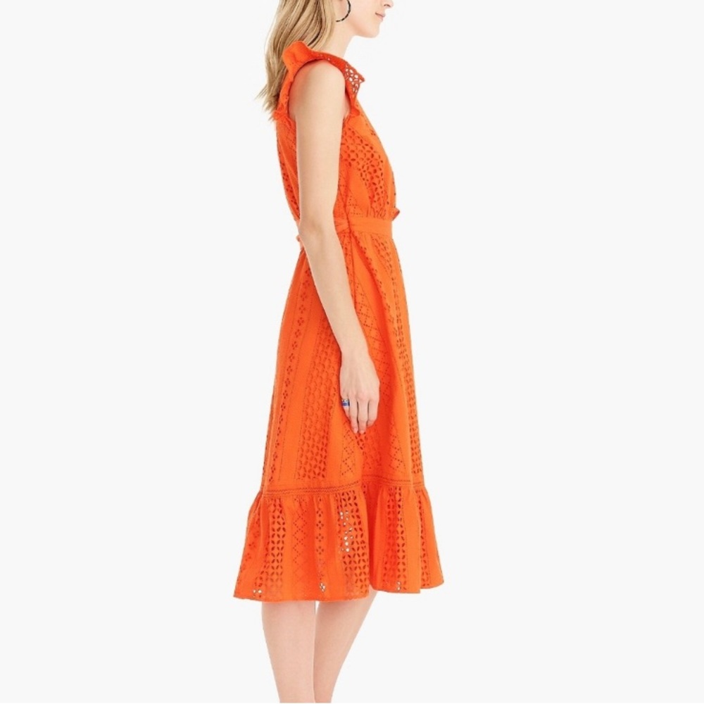 J. Crew Cotton Cross Front Eyelet Embroidered Wrap Dress - Picture 2 of 11